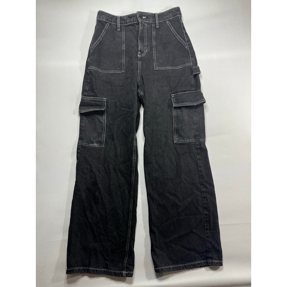 Social Tourist Women's Black Baggy Cargo Carpenter Jeans - Size 9S (30x29.5)*